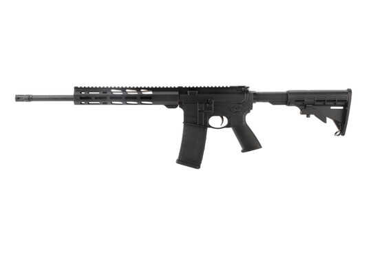 Ruger AR15 556 rifle features a carbine length gas system